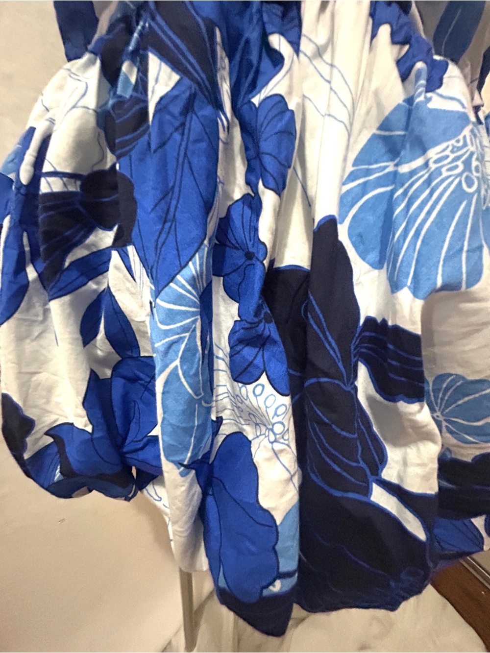 En Crème Blue Floral Print Halter Neck Ruched Bubble Hem Romper Dress Size M - Picture 6 of 14